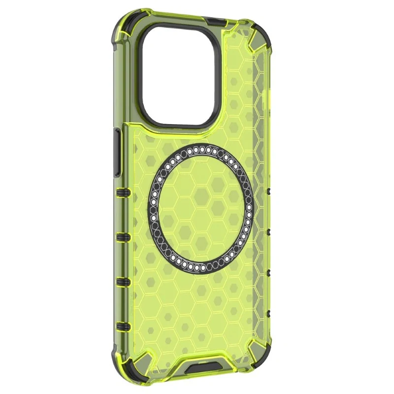 Kryt na iPhone 13 Pro odolný Honeycomb s podporou Magsafe zelený
