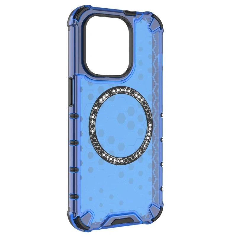 Kryt na iPhone 13 Pro odolný Honeycomb s podporou Magsafe modrý