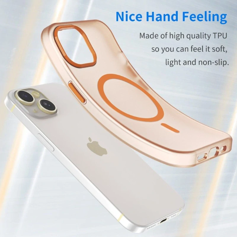 Kryt na iPhone 14 gumový Candy (podpora MagSafe) oranžový