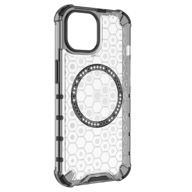 Kryt na iPhone 14 odolný Honeycomb s podporou Magsafe čirý