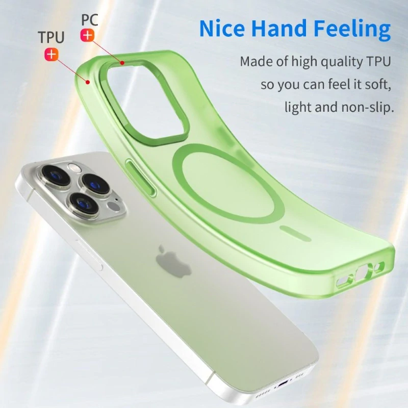 Kryt na iPhone 14 Pro gumový Candy (podpora MagSafe) zelený