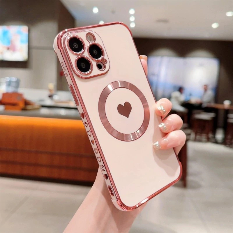 Kryt na iPhone 14 Pro Srdíčko s podporou MagSafe růžový