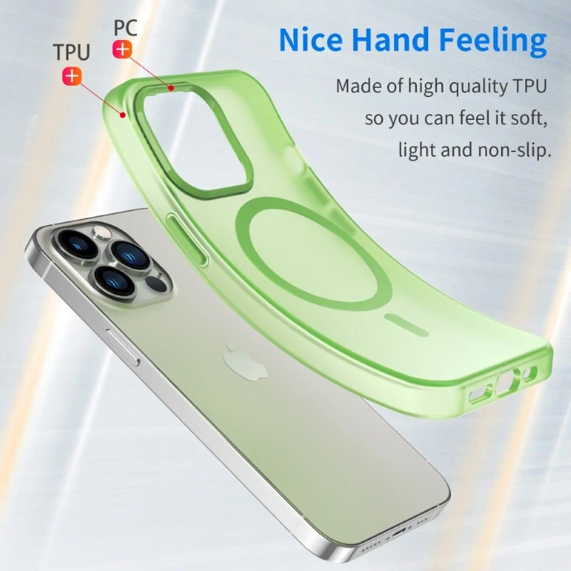 Kryt na iPhone 13 Pro Max gumový Candy (podpora MagSafe) zelený