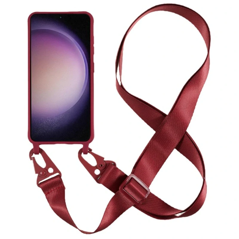 Kryt na Samsung Galaxy S23 gumový se šňůrkou na krk vínový