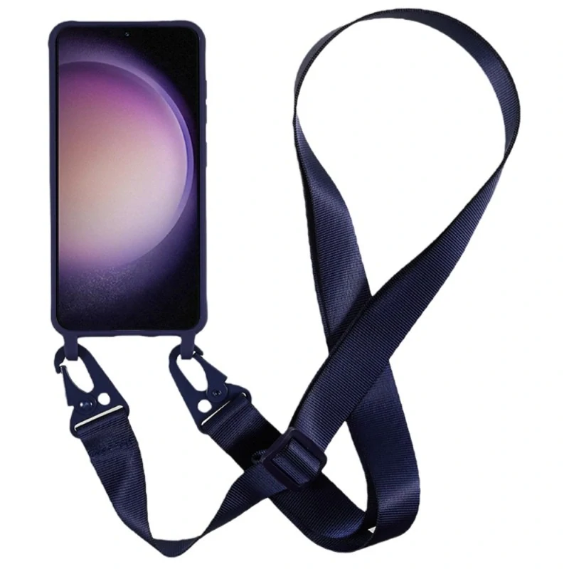 Kryt na Samsung Galaxy S23 gumový se šňůrkou na krk modrý