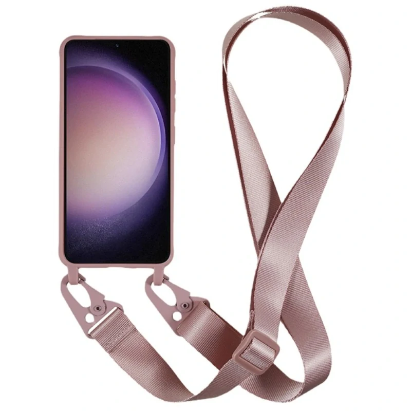 Kryt na Samsung Galaxy S23 gumový se šňůrkou na krk starorůžový