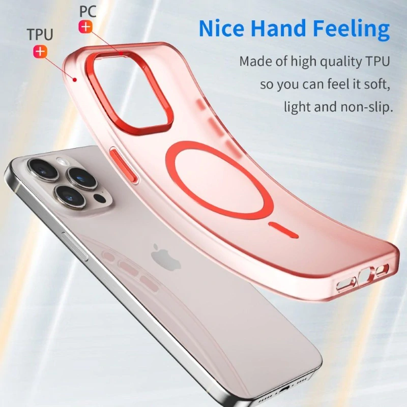 Kryt na iPhone 15 Pro Max gumový Candy (podpora MagSafe) červený