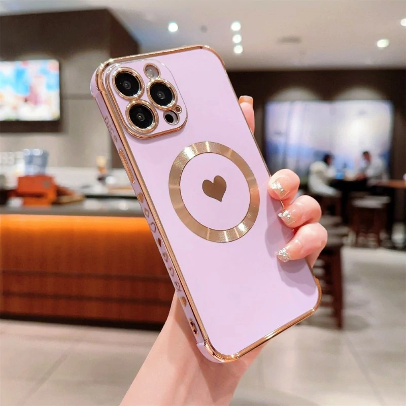 Kryt na iPhone 15 Pro Max Srdíčko s podporou MagSafe světle fialový