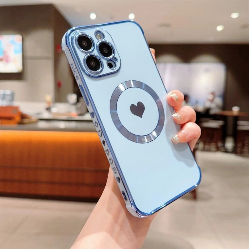 Kryt na iPhone 15 Pro Max Srdíčko s podporou MagSafe modrý