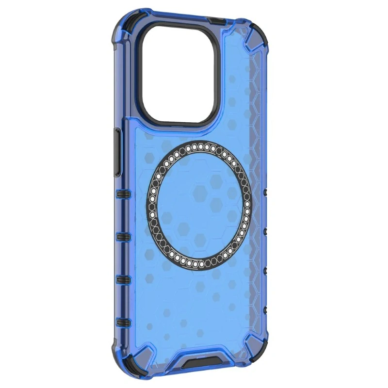 Kryt na iPhone 15 Pro Max odolný Honeycomb s podporou Magsafe modrý