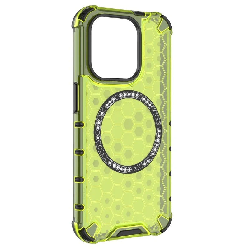 Kryt na iPhone 15 Pro Max odolný Honeycomb s podporou Magsafe zelený