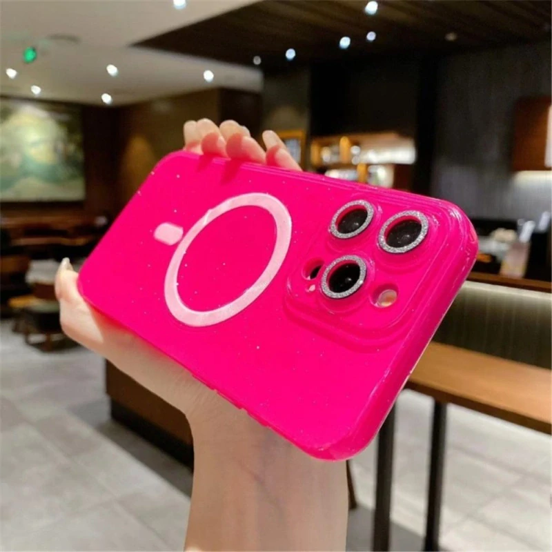 Kryt na iPhone 15 Pro Max Glitter s podporou Magsafe růžový