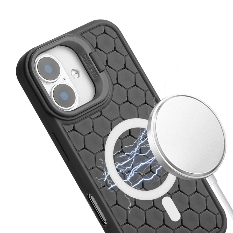 Kryt na iPhone 16 Honeycomb s podporou MagSafe a šňůrkou na krk černý