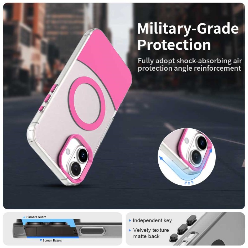 Kryt na iPhone 16 Split s podporou Magsafe růžový