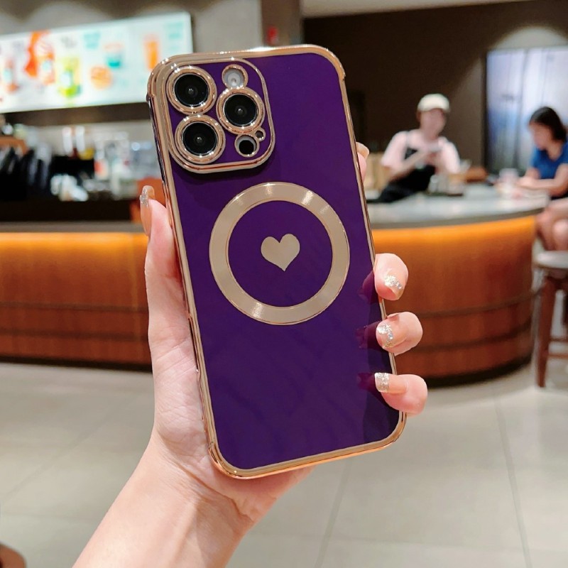 Kryt na iPhone 16 Pro Srdíčko s podporou MagSafe fialový