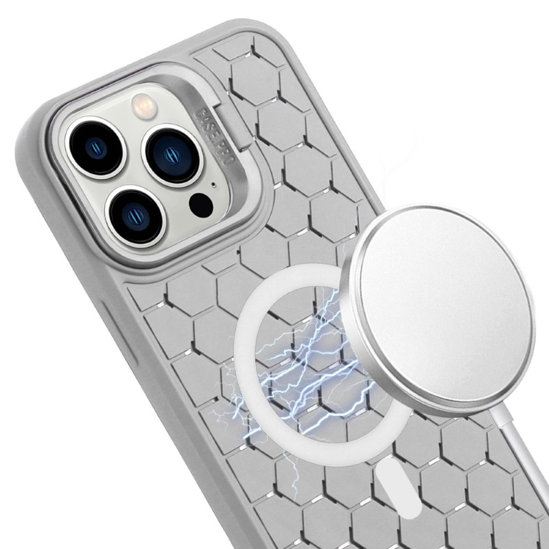 Kryt na iPhone 16 Pro Honeycomb s podporou MagSafe a šňůrkou na krk šedý