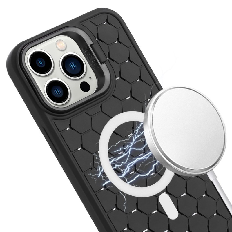 Kryt na iPhone 16 Pro Honeycomb s podporou MagSafe a šňůrkou na krk černý