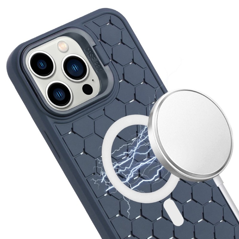 Kryt na iPhone 16 Pro Honeycomb s podporou MagSafe a šňůrkou na krk modrý