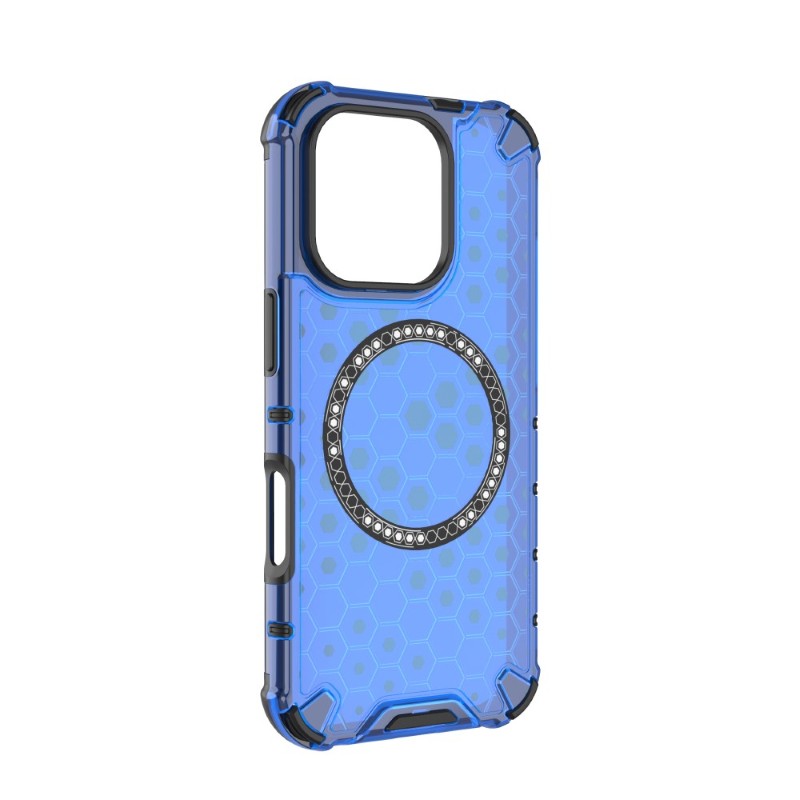 Kryt na iPhone 16 Pro odolný Honeycomb s podporou Magsafe modrý