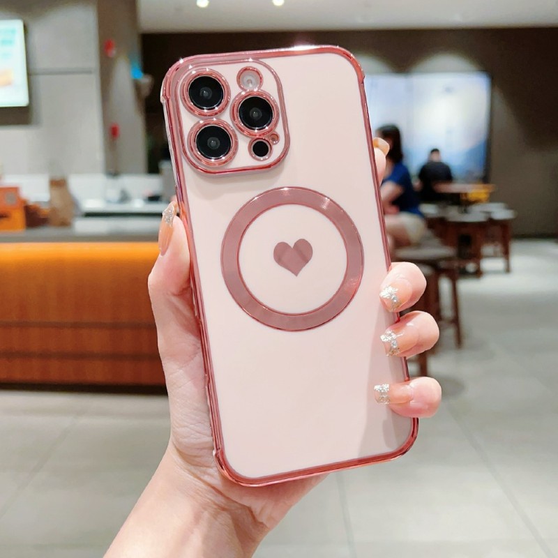 Kryt na iPhone 16 Pro Max Srdíčko s podporou MagSafe růžový
