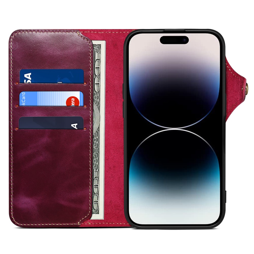 Pouzdro na iPhone 16 Pro Max Denior Kožené fialové