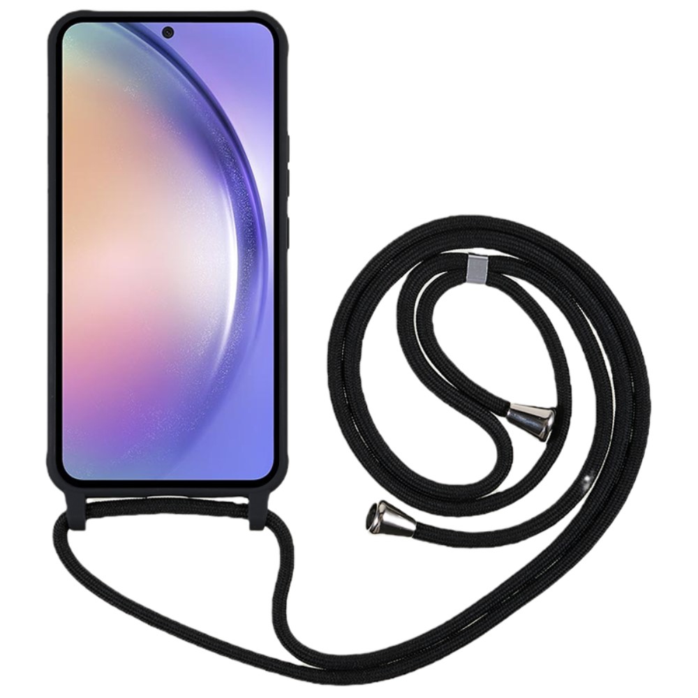 Kryt na Samsung Galaxy S25 gumový se šňůrkou na krk černý