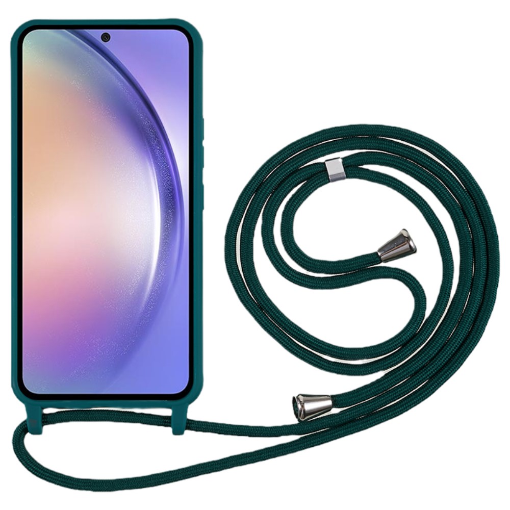 Kryt na Samsung Galaxy S25 gumový se šňůrkou na krk zelený