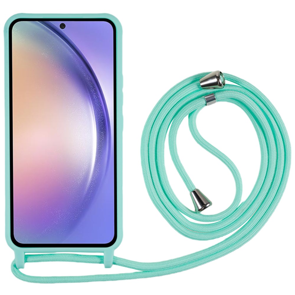 Kryt na Samsung Galaxy S25 gumový se šňůrkou na krk světle modrý