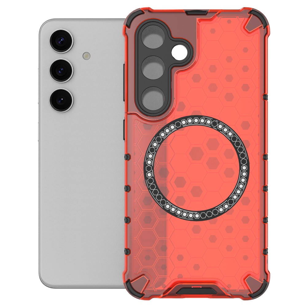 Kryt na Samsung Galaxy S24 odolný Honeycomb s podporou Magsafe červený