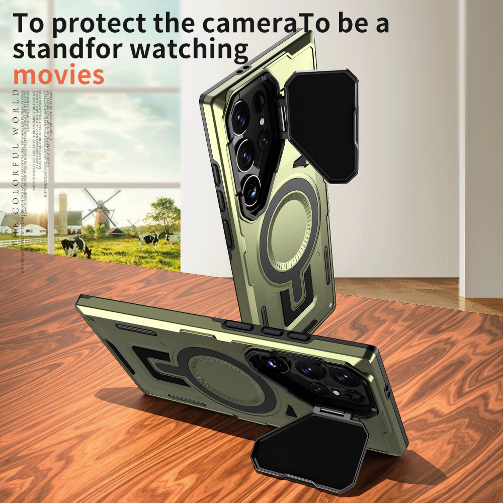 Kryt na Samsung Galaxy S23 Ultra s krytkou na fotoaparát zelený