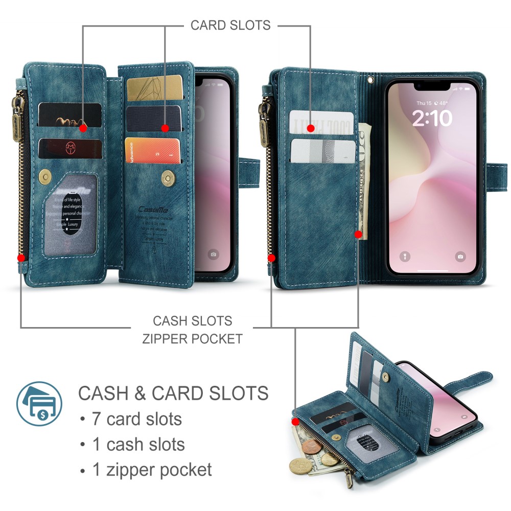 Pouzdro pro iPhone 16E CASEME Luxury Double Layer modré