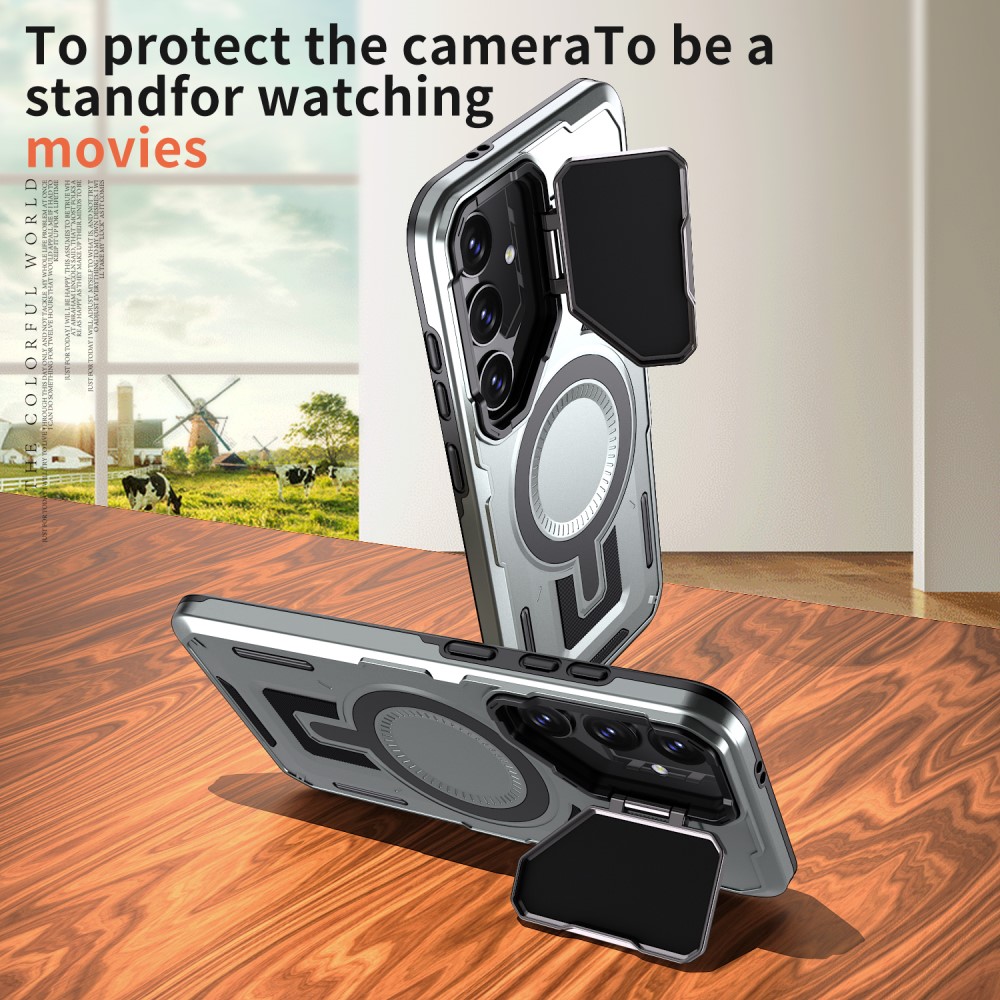 Kryt na Samsung Galaxy S24 FE s krytkou na fotoaparát stříbrný