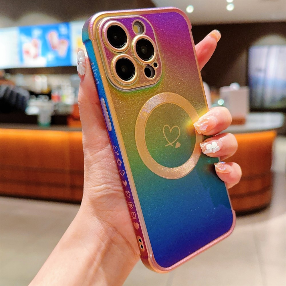 Kryt na iPhone 15 Pro Max Srdíčko s podporou MagSafe duhový