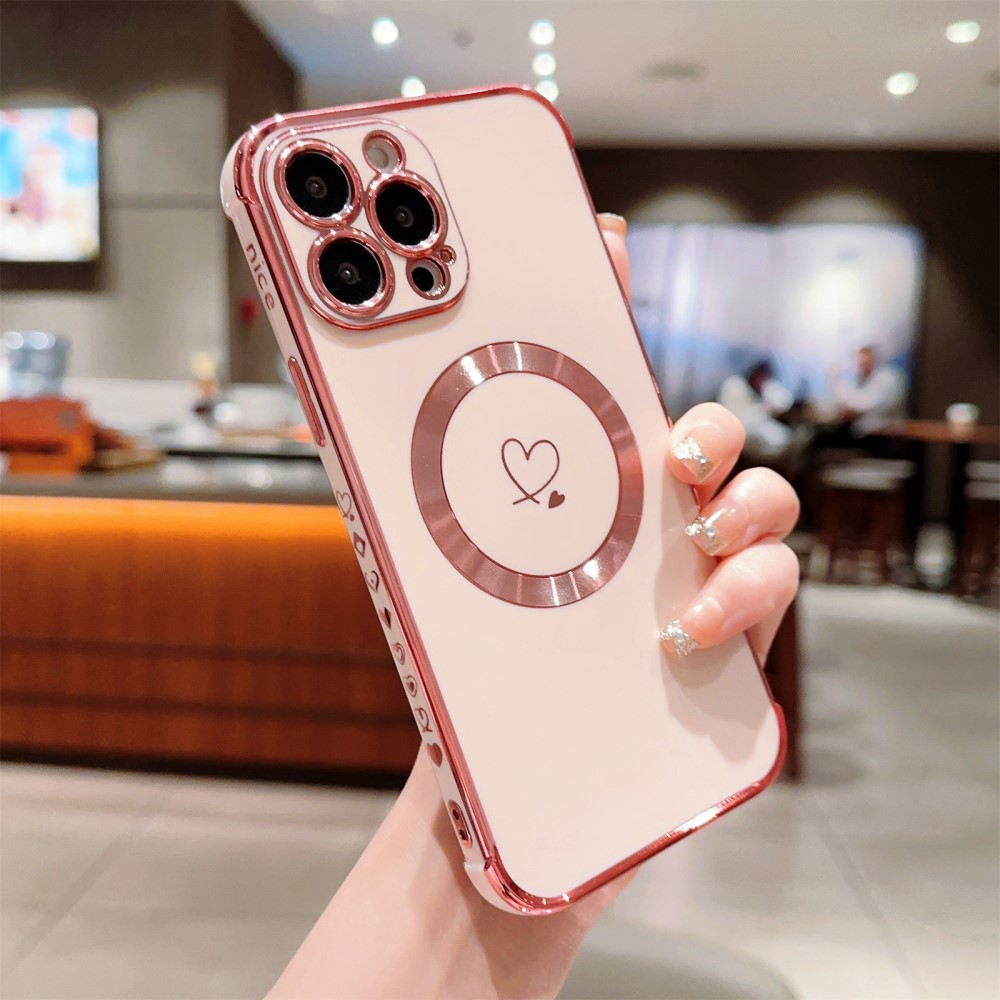 Kryt na iPhone 14 Pro Max Srdíčko s podporou MagSafe růžový