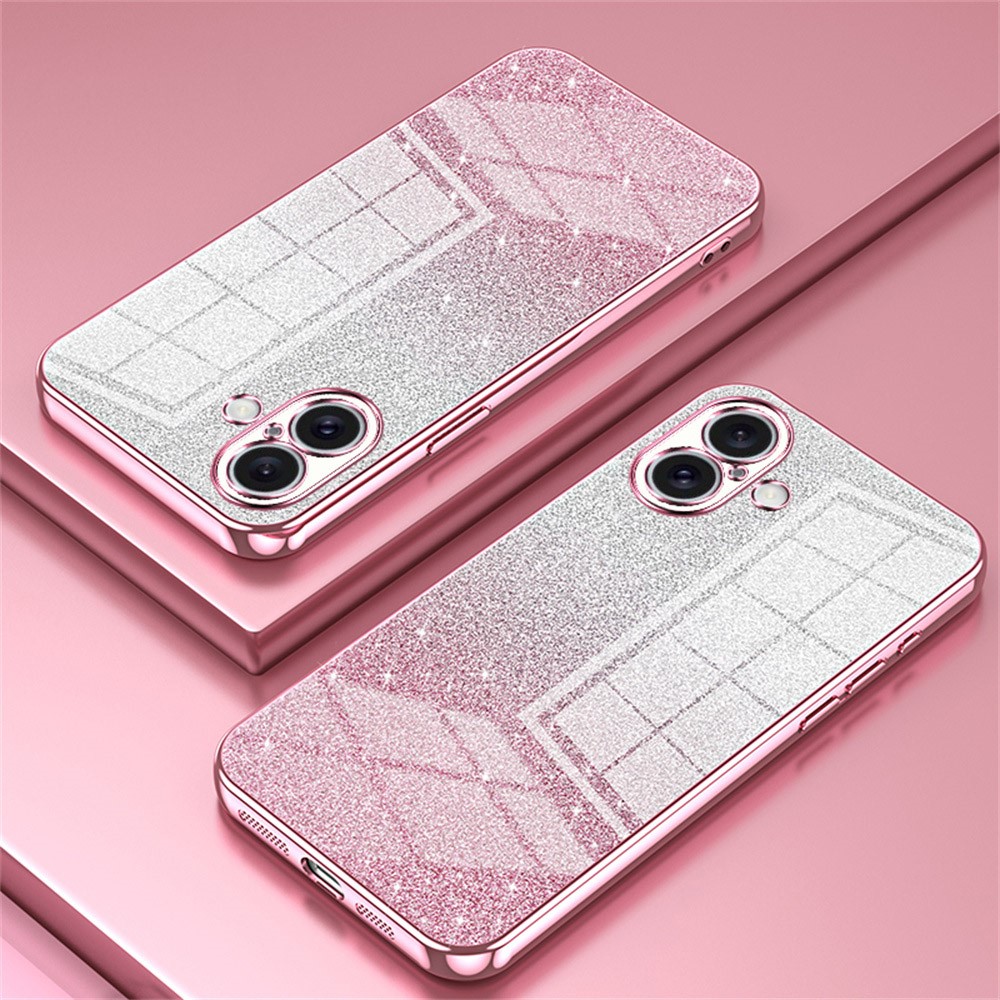 Kryt na iPhone 16 Plus gumový Glitter růžový