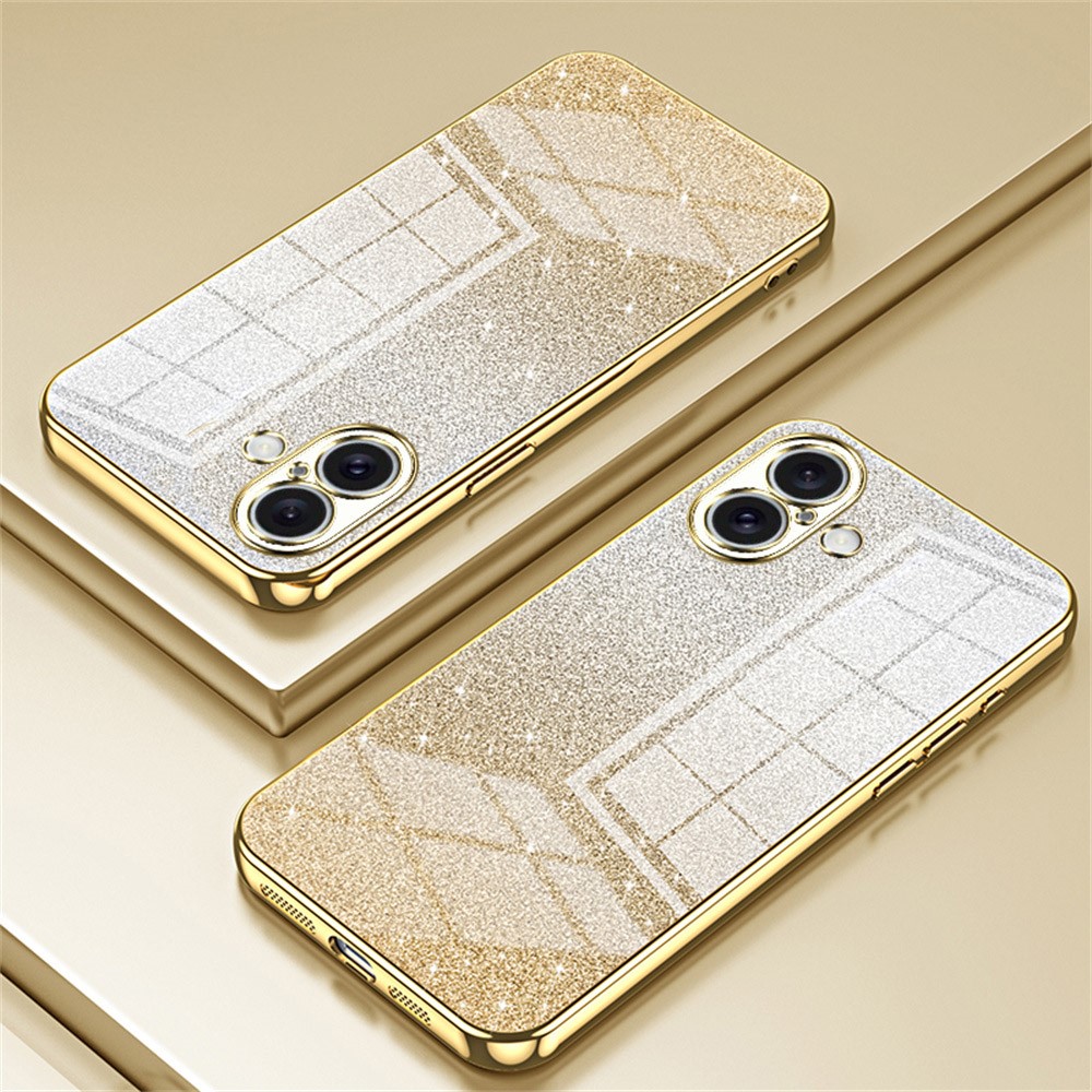 Kryt na iPhone 16 Plus gumový Glitter zlatý