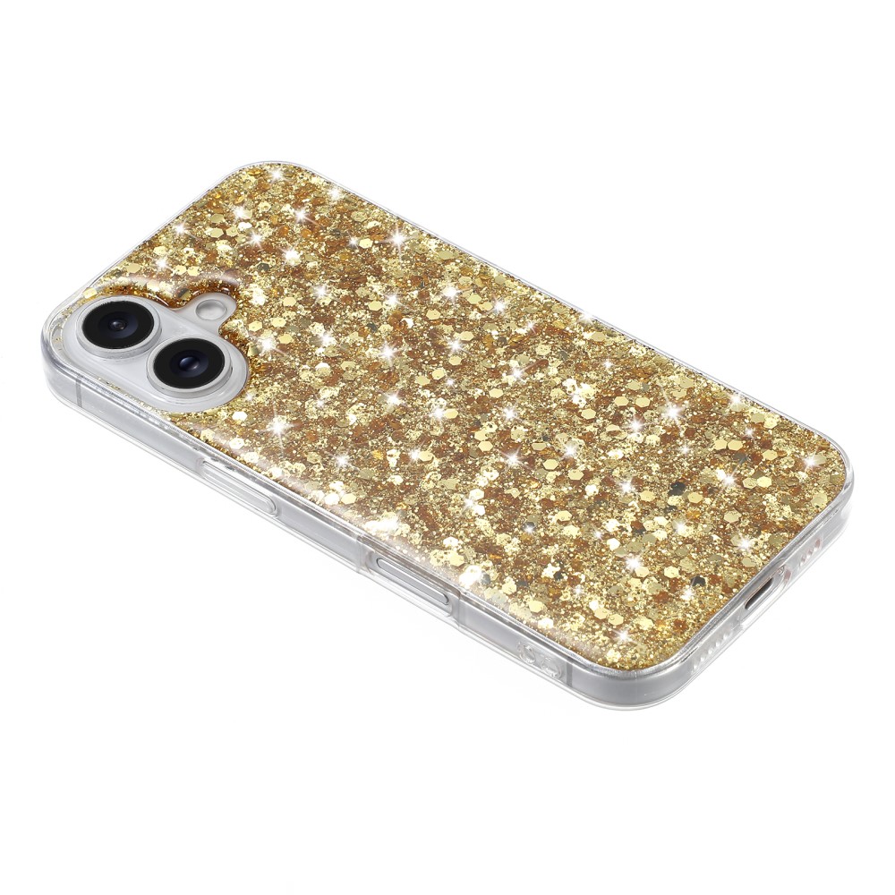 Kryt na iPhone 16 Plus gumový třpytivý zlatý