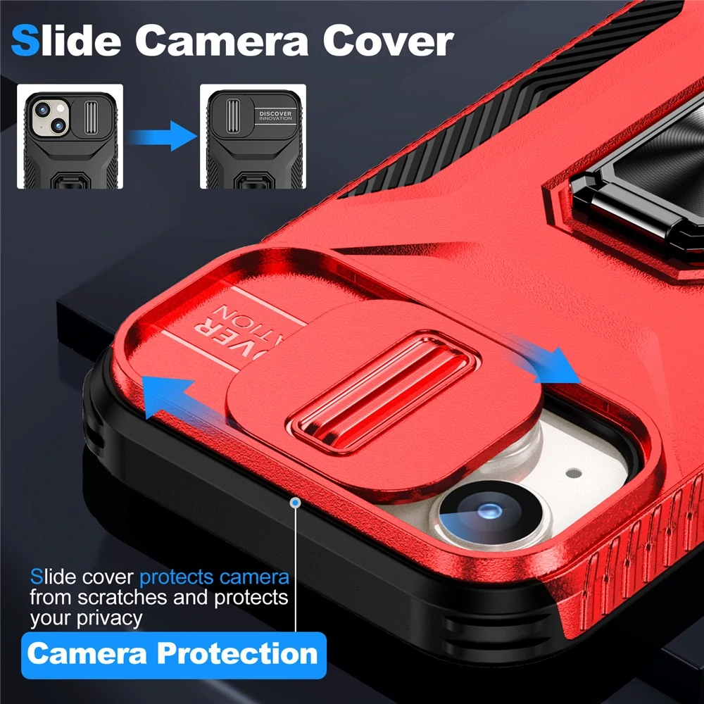 Kryt na iPhone 15 Plus odolný s krytkou na fotoaparát červený