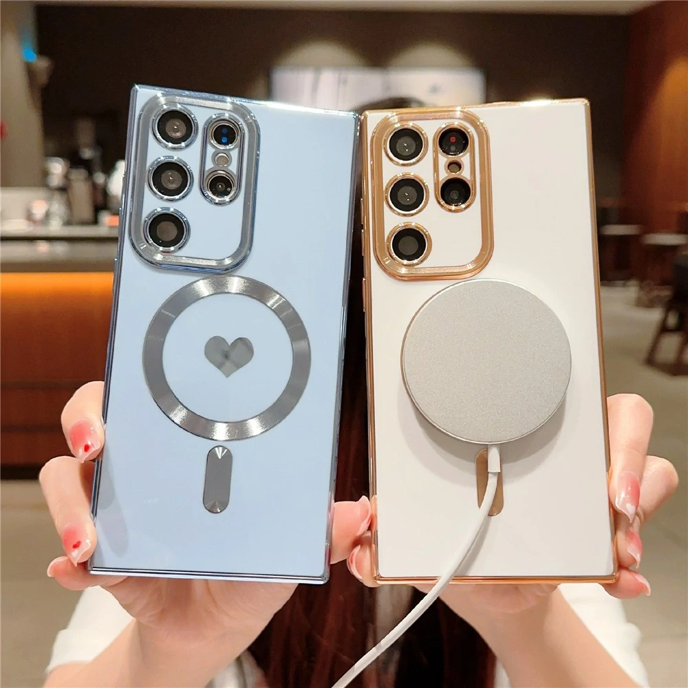 Kryt na Samsung Galaxy S22 Ultra Srdíčko s podporou MagSafe bílý