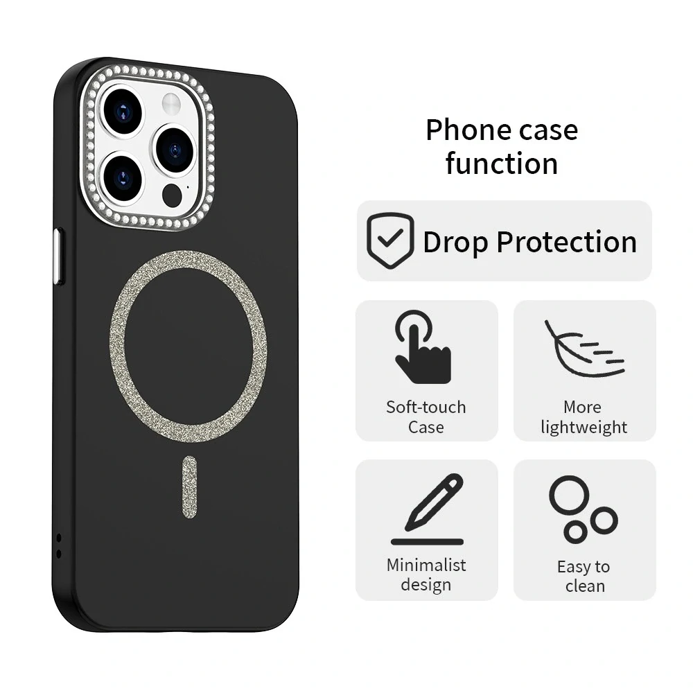 Kryt na iPhone 15 Pro s podporou MagSafe Diamond černý