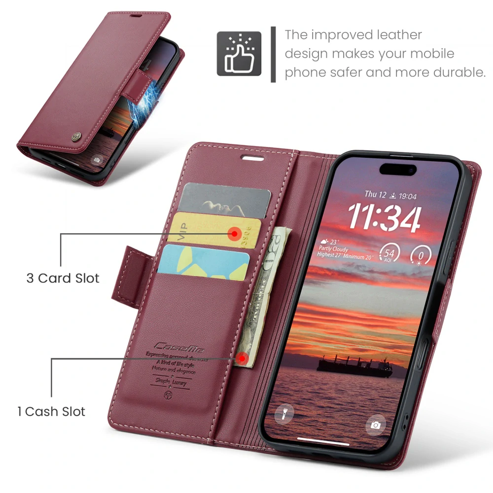 Pouzdro na iPhone 17 Pro CASEME Smooth červené