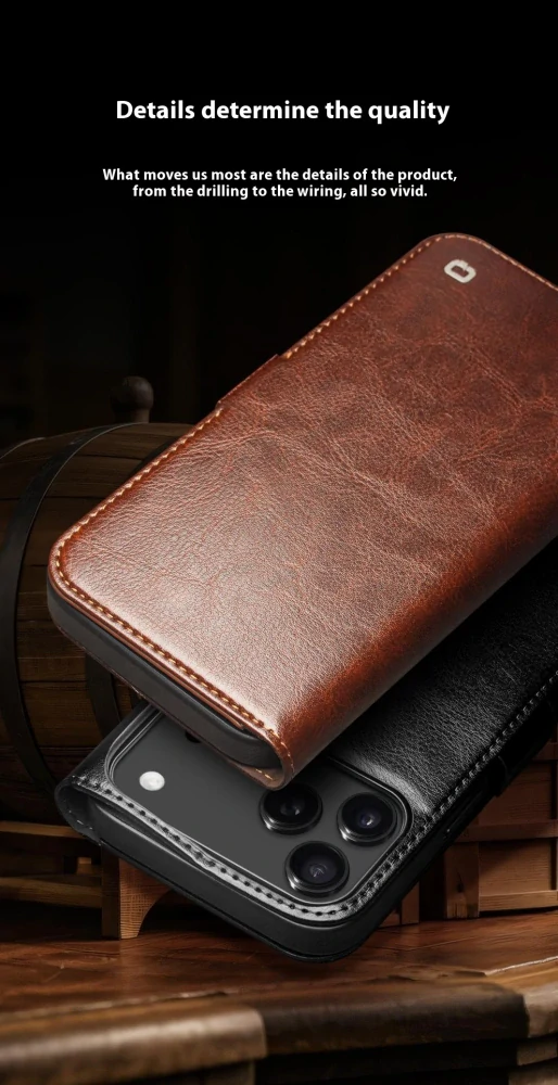 Pouzdro QIALINO na iPhone 17 Kožené hnědé