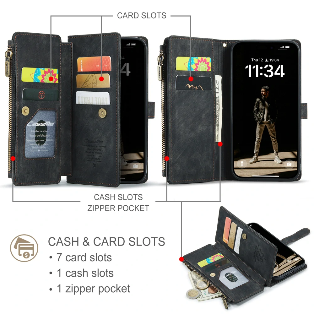 Pouzdro pro iPhone 17 CASEME Luxury Double Layer černé