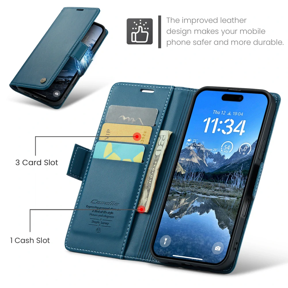 Pouzdro na iPhone 17 Pro Max CASEME Smooth modré