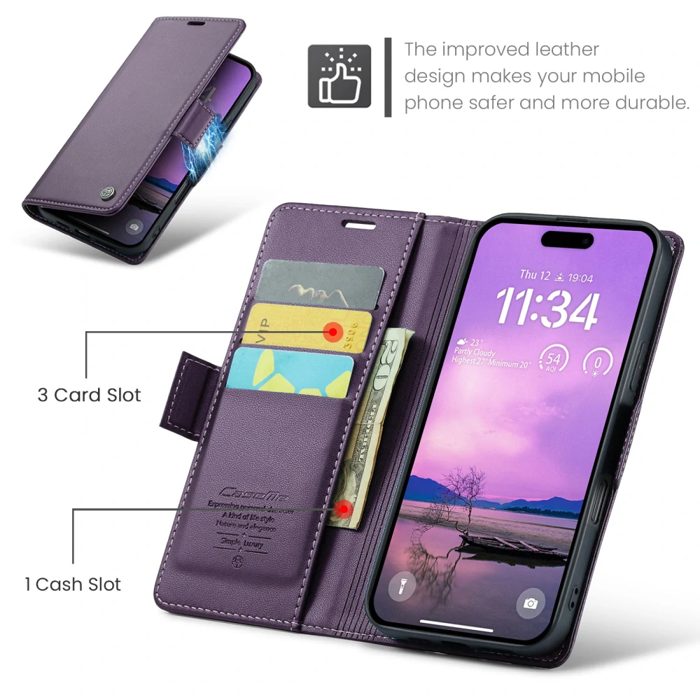 Pouzdro na iPhone 17 Pro Max CASEME Smooth fialové