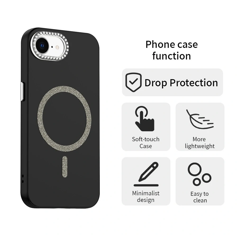 Kryt na iPhone 16E s podporou MagSafe Diamond černý