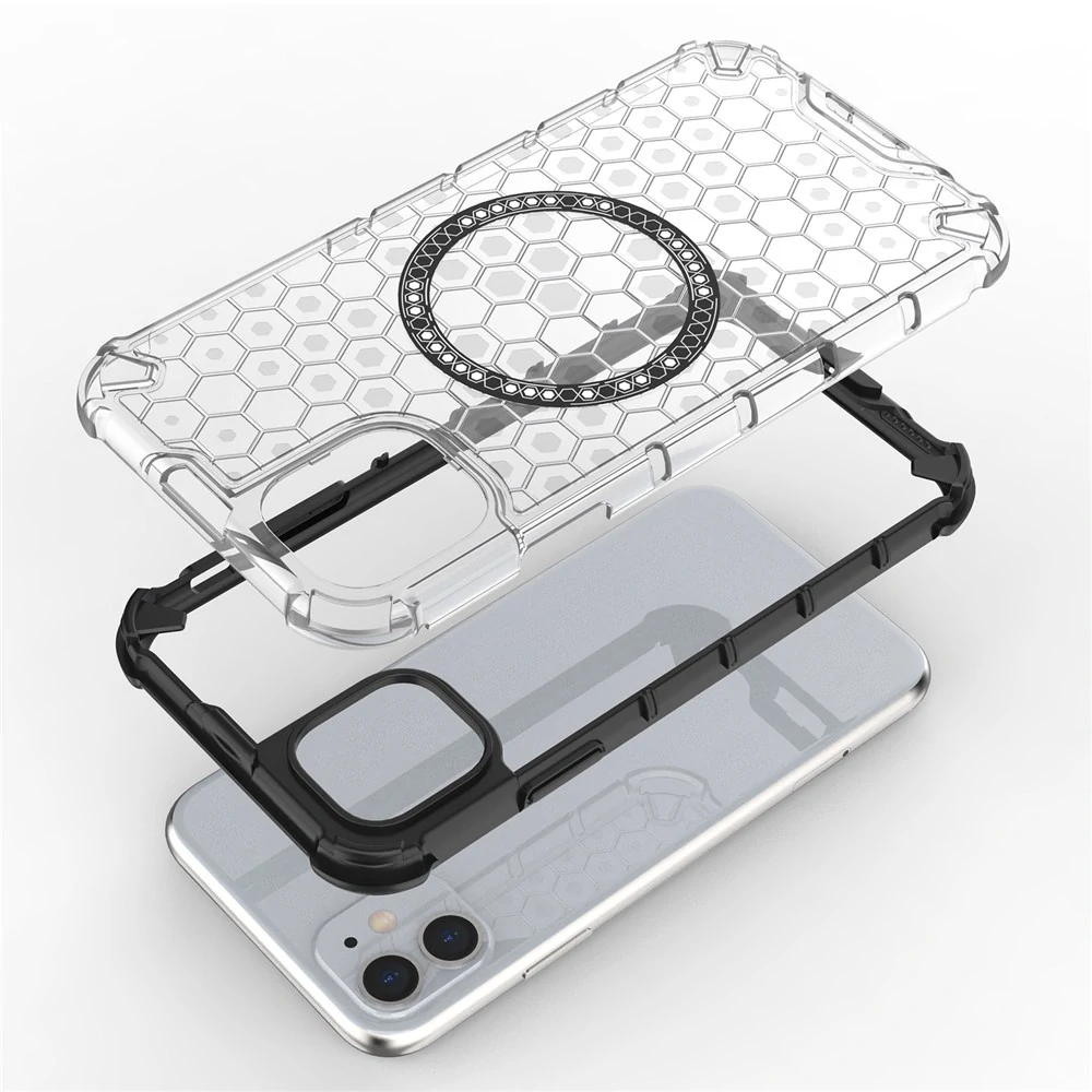Kryt na iPhone 11 odolný Honeycomb s podporou Magsafe červený