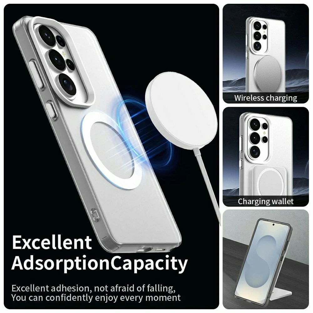 Kryt na Samsung Galaxy S26 Ultra gumový Magnetic (podpora MagSafe) bílý