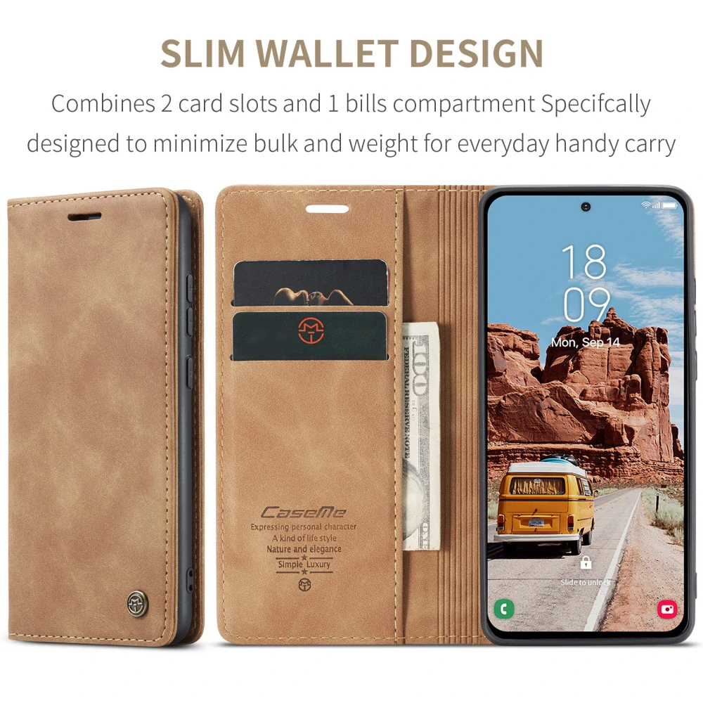 Pouzdro na Samsung Galaxy S25 FE CASEME světle hnědé