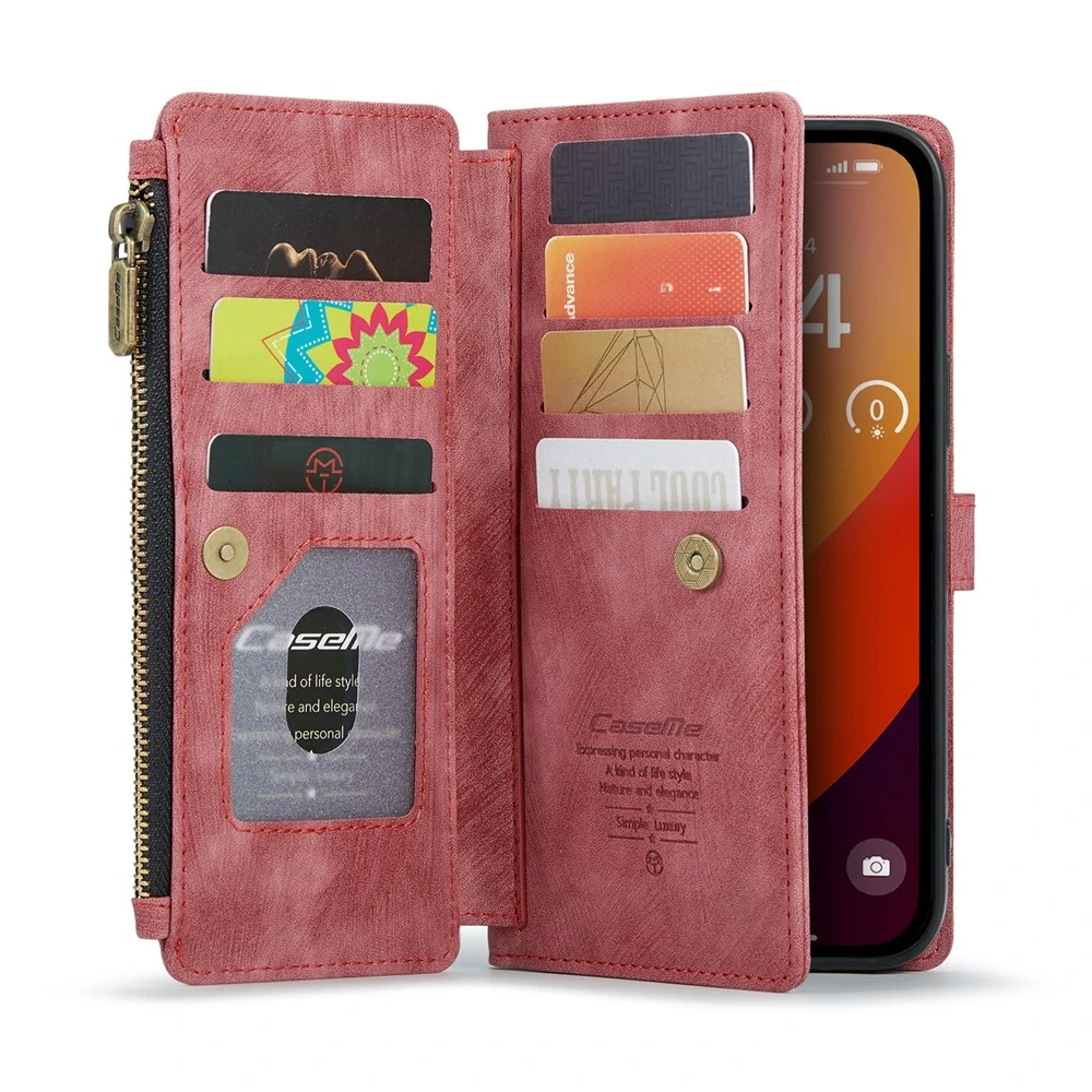 Pouzdro pro iPhone 16 Pro Max CASEME Luxury Double Layer červené